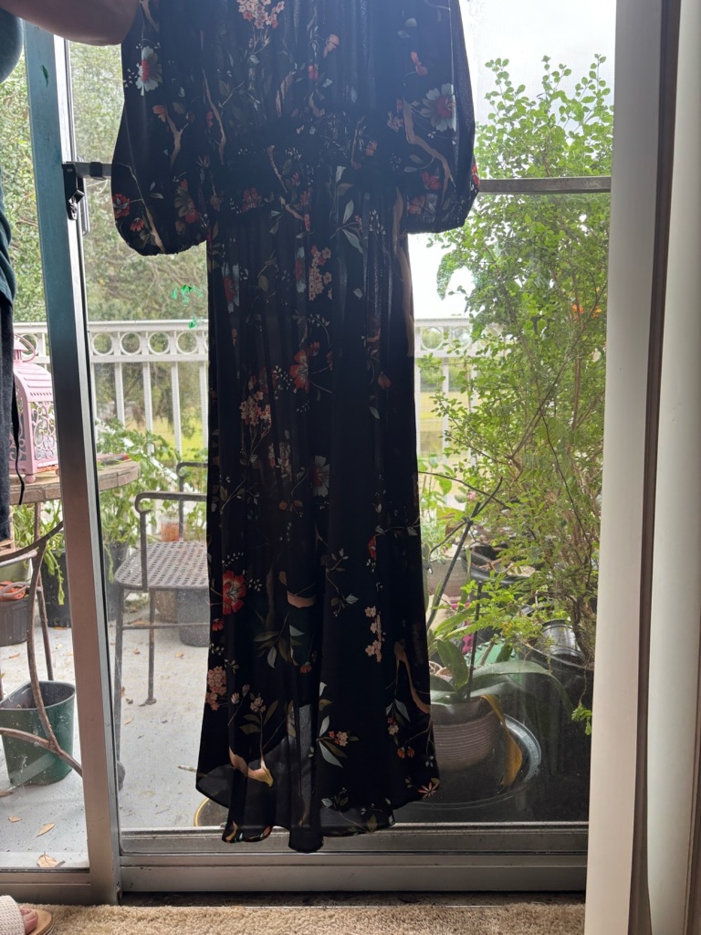 Black Floral Long Sleeve Maxi Dress